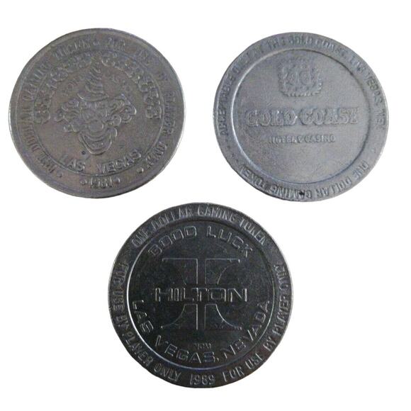 Lot of 3 Vintage 1980s Las Vegas Dollar Game Casino Tokens Collectible - Picture 9 of 9